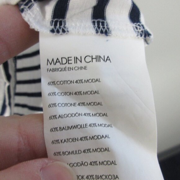 Club Monaco Stripe T-Shirt Women XS Black White Short Sleeve Cotton Blend 80 - Picture 4 of 7